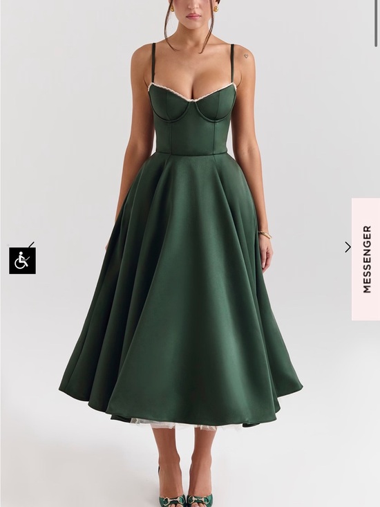 House of CB Dresses & Skirts - House of CB Dark Green Midi Fit-and-Flare Dress
